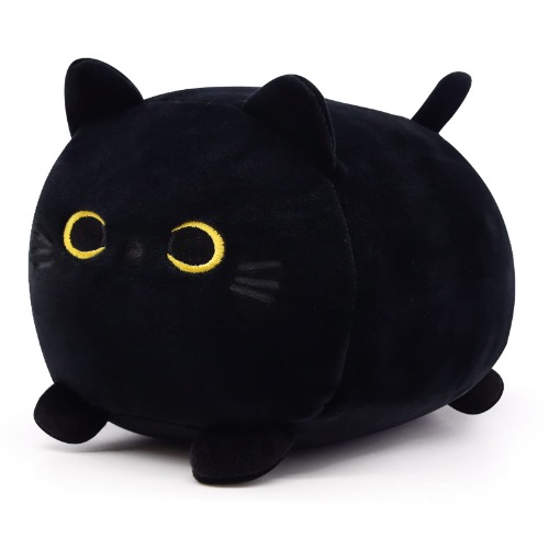 LSYDCARM Black Cat Plush Black Cat Pillow Plush Toy, Kawaii Black Cat Stuffed Animals Black Cat Plushie, Cute Black Cat Pillow Stuffed Cat Toys for Kids Birthday Christmas Home Decoration - Black Cat 7IN
