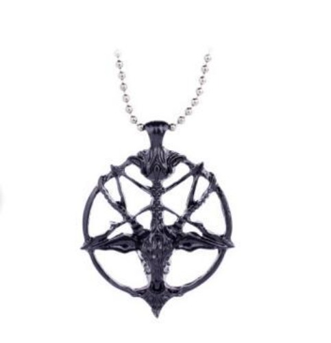 Inverted Occult Pentagram Goat Necklace - Style 1 Silver