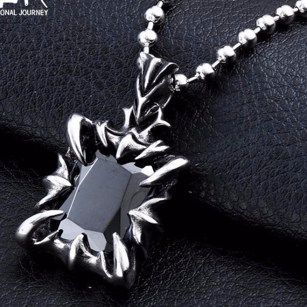 Explosive 3 Colour Goth Claw Pendant - red stone