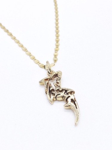 Solid Gold 14k Pendant Shark Necklace - 14k Yellow Gold Solid