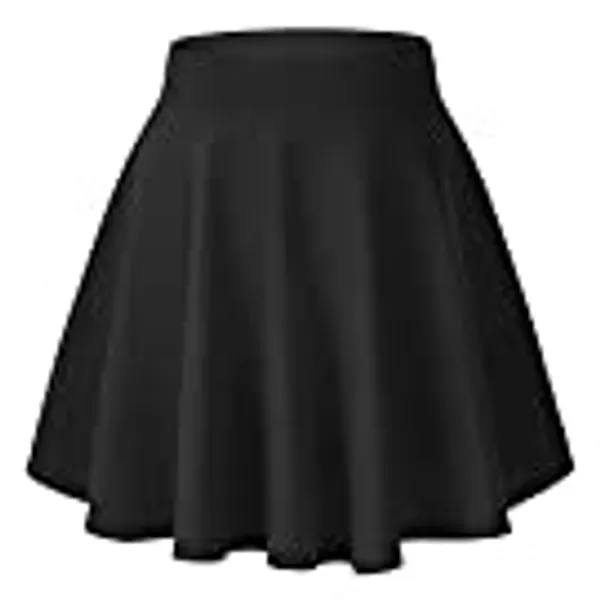 Urban CoCo Women's Basic Versatile Stretchy Flared Casual Mini Skater Skirt - Small Black