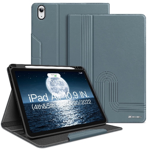 Case for iPad Air 5th Generation 2022 & iPad Air 4th Generation 2020 with Pencil Holder Soft Back Shockproof Protective Cover for iPad Air 10.9 Inch Auto Sleep/Wake Vegan Leather - Deep Blue 2nd