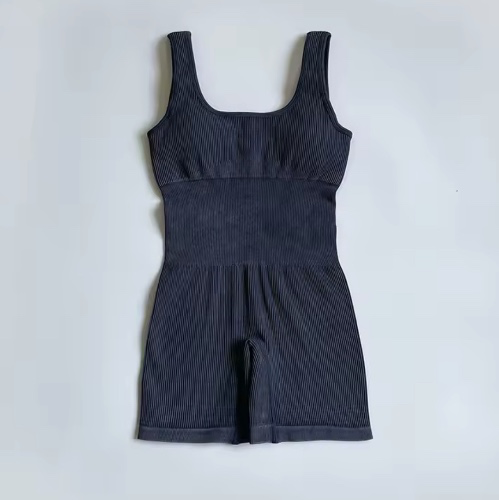 Black Ribbed Pilates Bodysuit