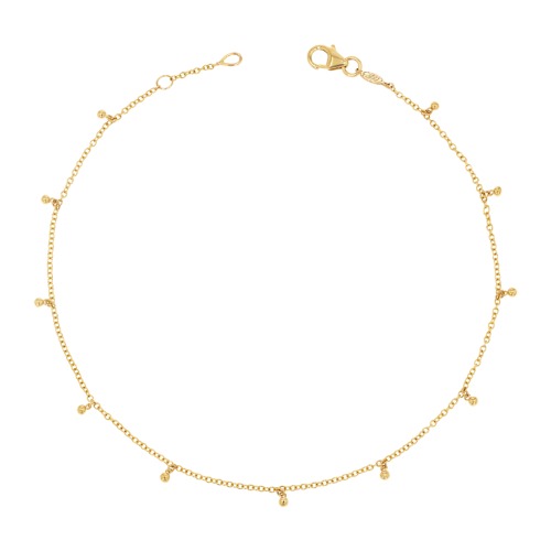 Dangle Ball Anklet | 14K Yellow Gold
