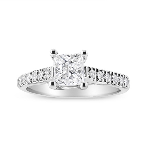 14K White Gold 1 1/5 Cttw 4-Prong Set Princess Diamond Classic Engagement Ring (I1-I2 Color, H-I Clarity) Ring - 8