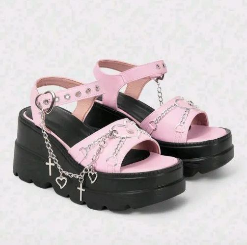 Pretty Pink goth sandals