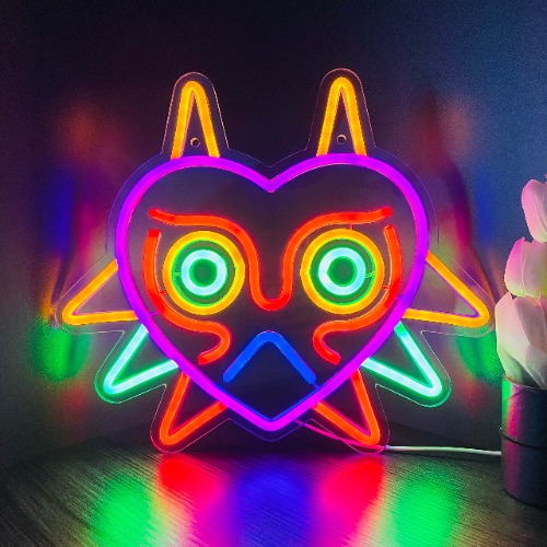 GGK Majora's Mask LED Sign LoZ Neon Sign for Room Wall Decor Gamer Gifts Zelda Mask Game Room Decor LED Neon Light for Zelda Fans