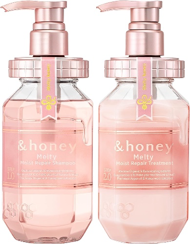 🩷🩵🌸 &honey Melty Moist Repair Japanese Shampoo & Conditioner Set | Made with Argan Oil, Honey, Royal Jelly, & Hyaluronic Acid | Free of Sulfates, Parabens, Silicon, Mineral Oils, & Synthetic Dyes