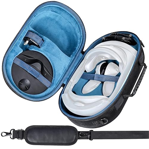 Aenllosi Hard Carrying Case Compatible with The Meta/Oculus Quest 3/Pro VR Headset,Touch Controller,Charging Dock & Other Accessories(Black&Blue,Case Only) - Black and Blue