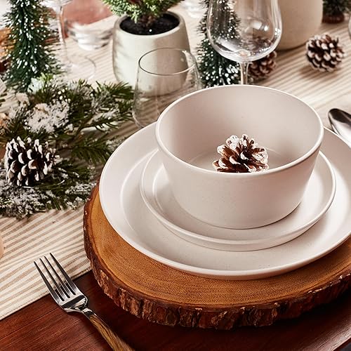 Stone Lain Albie 32-Piece Dinnerware Set Stoneware, White Speckled - 32 Piece - Service for 8 - White Speckled