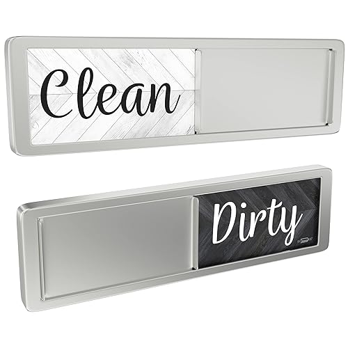 Dishwasher Magnet Clean Dirty Sign, Universal Strong Dirty Clean Dishwasher Magnet Indicator for Kitchen Organization, Slide Rustic Farmhouse Black and White Parquet - Parquet Wood Black & White