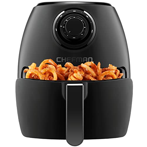 CHEFMAN Small Air Fryer Healthy Cooking, 3.6 Qt, Nonstick, User Friendly and Dual Control Temperature, w/ 60 Minute Timer & Auto Shutoff, Dishwasher Safe Basket, Matte Black, Cookbook Included - 3.5 Qt - Manual Black