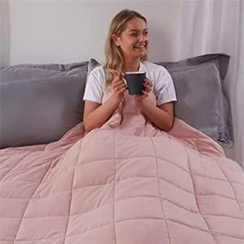 Brentfords Weighted Blanket 8kg for Adults Therapy Anxiety Autism Insomnia Calming Stress Relief with Micro Glass Beads, King - Blush Pink - 150 x 200cm - 150 x 200cm, 8kg(17lb) - Blush Pink