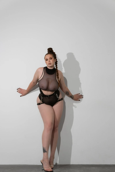 Sheer Plus Size Bodysuit, See Through Bodysuit, Plus Size Open Lingerie, Plus Size Harness, Plus Size Bdsm, Plus Size Garter Belt