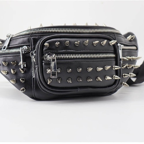 Gothic Rivets Fanny Pack - black
