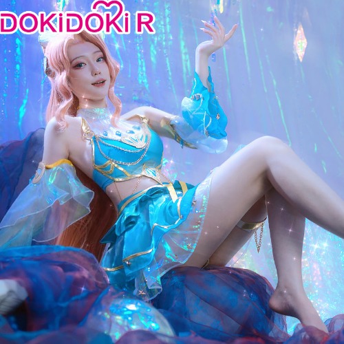 【Ready For Ship】【Size S-2XL】DokiDoki-R Game League of Legends Cosplay KDA Seraphine Cosplay Costume LOL K/DA Ocean Song | XL