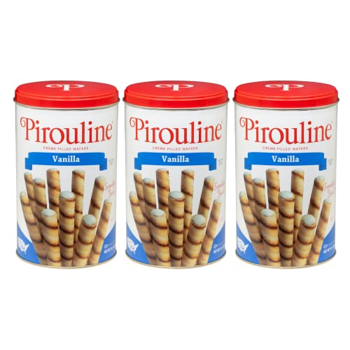 Pirouline Rolled Wafers - Vanilla Rolled Wafer Sticks - Original Signature Swirl Wafer Rolls - 14 oz 3 Pack