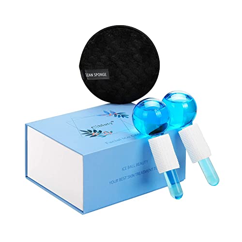 FACIAL ICE Roller Ball- Cool Globe Skin Massager 2PC Globes Facial Roller Tools with 1PC Makeup Remover Pads for Skin Treatment Reduce Puffiness