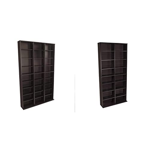 Atlantic Oskar Adjustable CD/DVD/Blu-ray Media Cabinets - Holds up to 756 Discs, 12 Adjustable Shelves Provide Flexible Storage - Cabinet + Media Wall-Unit