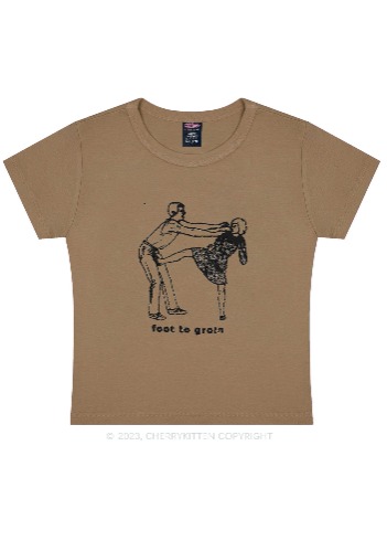 Foot To Groin Y2K Baby Tee Cherrykitten | Brown / M