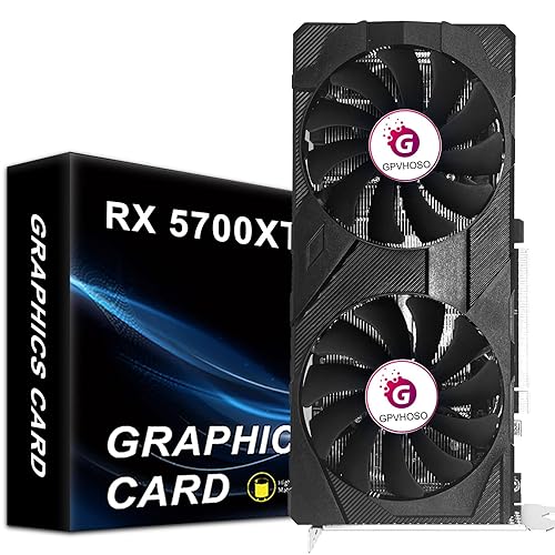 GPVHOSO RX 5700 XT Graphics Card, AMD Radeon RX 5700 XT 8GB GDDR6 2560SP 256bit PCI-e 4.0 x16 GPU Computer Graphics Cards, HDMI/DisplayPort*3 Interface, Video Cards Support Up to 8K