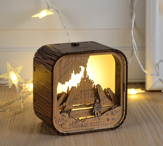 Zelda Music Box 3D Light LED Song of Storms Theme Music Chest Custom Music Box Wooden Engraved Handmade Vintage Gift Lamp
