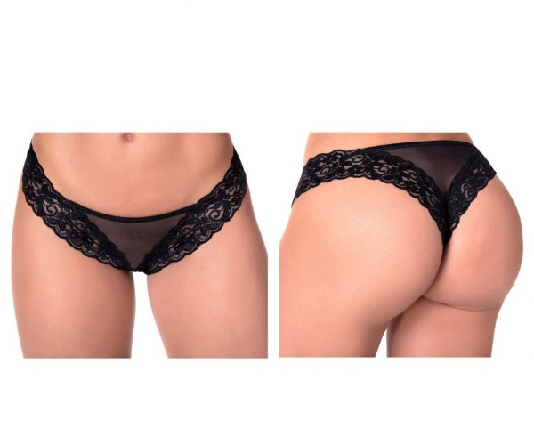 Mapale 109 Lace and Mesh Panty Color Black - M/L / Black