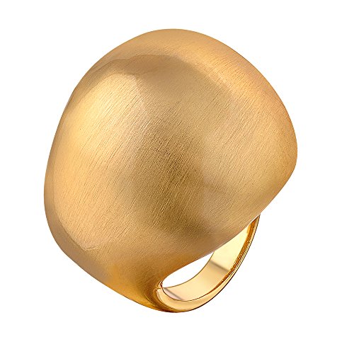 Aprilery Gold and Silver Rings for Women, Chunky Signet Statement Rings Gold Plated Band Ring Wide Metal Square Rings Cocktail Costume Jewelry Gifts for Her - B-Round Gold - 10