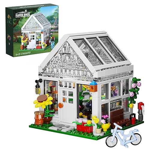 Flower House Building Set,it Compatible with Lego for Friends or Girls, Greenhouse Building Toy, Garden House Model, Creative House Building Kit (382Pieces) - 382Pcs