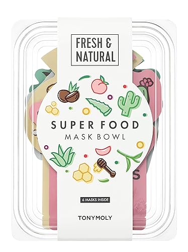 TONYMOLY Super Food Mask Bowl, Sheet Face Mask Set to Replenish & Hydrate Tired Skin, 0.74 oz - Superfood Mask Bowl Set