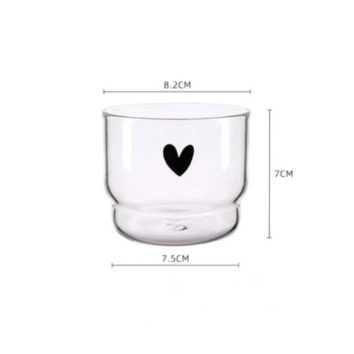 300ml Black Heart Smiley Face Glass Coffee Cup Heat Resistant Mug - Love / 301-400ml