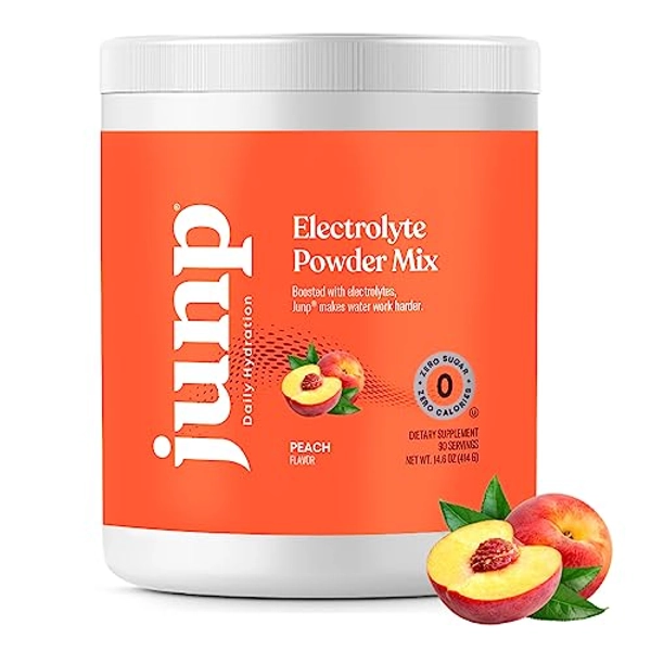 JUNP Hydration Electrolyte Powder, Electrolytes Drink Mix, Hydration Mix, Sugar Free, Gluten Free, 0 Calories, 0 Carbs, Keto Friendly, NON - GMO Kosher, 90 Servings. (Peach)
