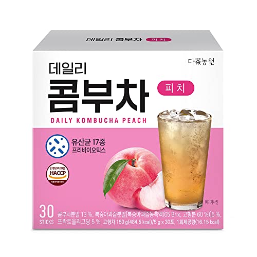KAYFOOD Tea Garden Daily Kombucha Powder Tea Peach 5g x 30 sticks (150g/5.29oz) Sugar Free Diet Tea without Bottle - Peach 30sticks