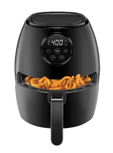 CHEFMAN Small Air Fryer Healthy Cooking, 3.6 Qt, User Friendly, Nonstick, Digital Touch Screen, Dishwasher Safe Basket, w/ 60 Minute Timer & Auto Shutoff, Matte Black, Cookbook Included - Black - 3.5 QT Digital