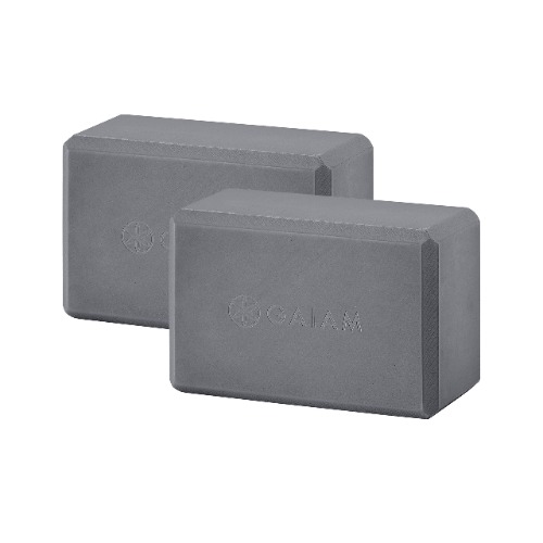Gaiam Essentials Yoga Block (Set Of 2) – Supportive, Soft Non-Slip Foam Surface For Yoga, Pilates, Meditation - Grey
