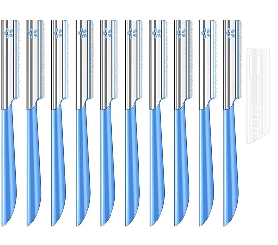 10Pcs Face Razor for Women Exfoliating Dermaplaning Tool, Dermaplane Razor Peach Fuzz Removal, Eyebrow Shaper Trimmer Facial Shaver Help Exfoliate and Smooth the Skin