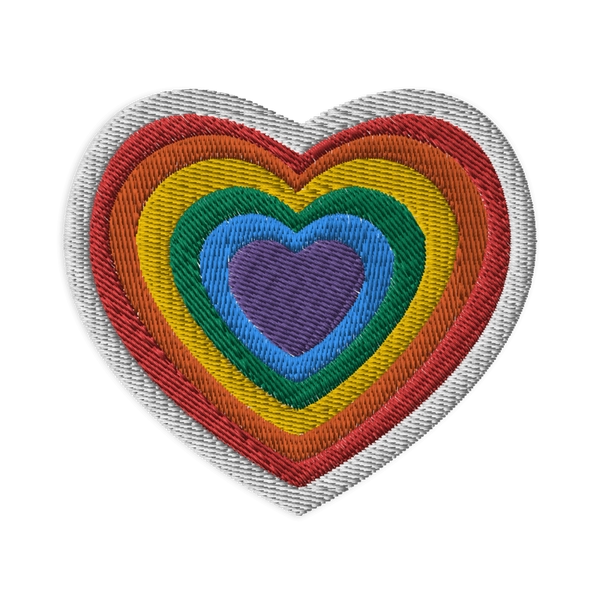 Rainbow Embroidered Pride Heart Patch