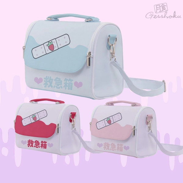 Kawaii Bandage Bag - Cute Pastel Purse Shoulder Bag - Menhera Pastel Goth Yami Kawaii - Pink Blue Red