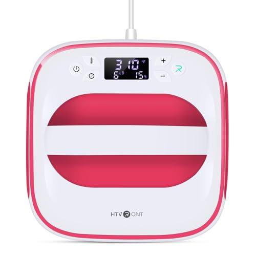 HTVRONT Heat Press Machine for T Shirts, 10"X10" Portable T Shirt Press Machine, Fast Heat-up Iron Press Heat Transfer Machine for Hat, Vinyl, Sublimation (Raspberry) - Raspberry
