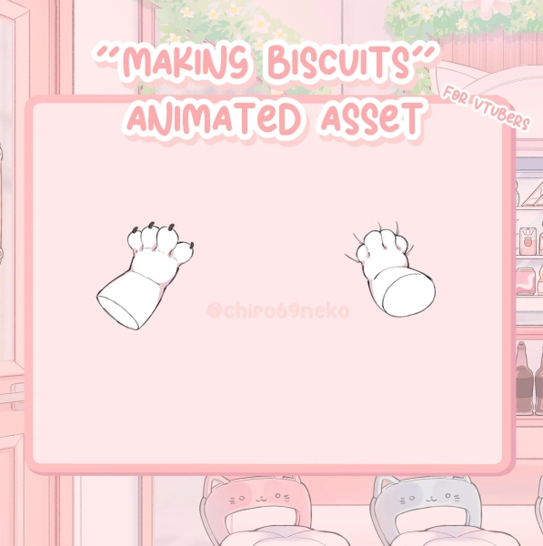 Vtuber Live2D Asset for Vtube Studio | Making Biscuits / Cookies paws Animated Animation 2D Hand drawn Cat Paw 4 colors WHITE