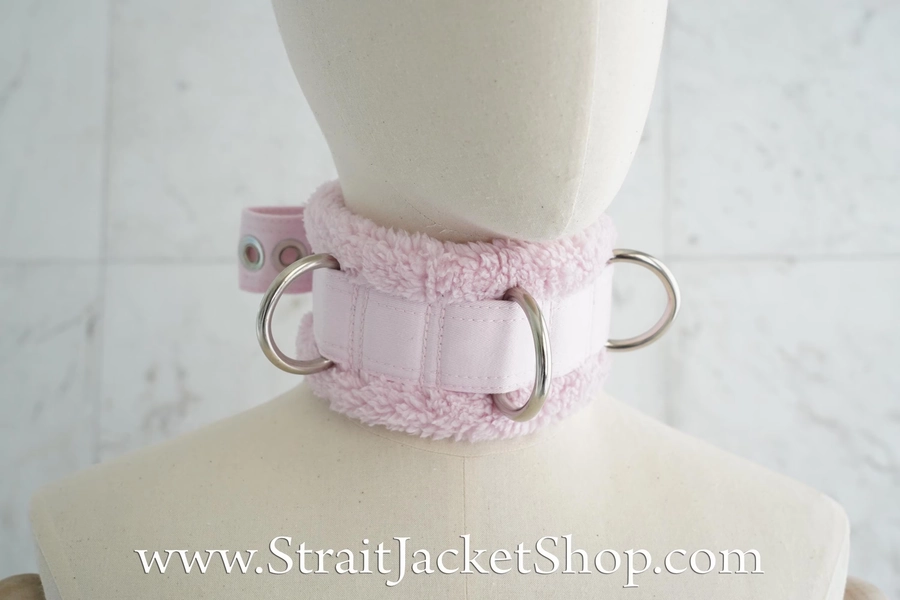 Pink Neck Collar with Soft Fleece - Lockable with Segufix Lock Posture Collar / Comfortable / Bondage / ABDL / Diaper Lover / Neck Brace