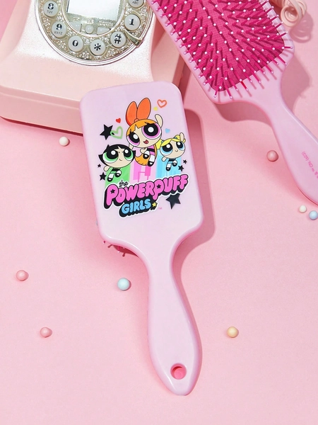 THE POWERPUFF GIRLS X SHEIN Pink Character Pattern Air Cushion Hairbrush