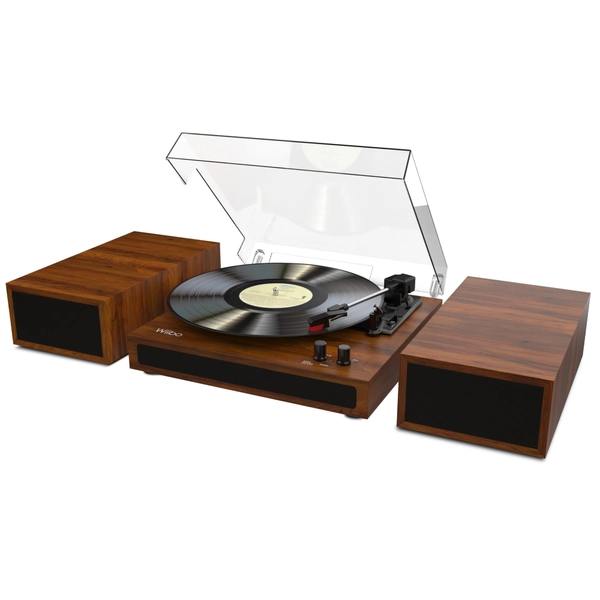 Wiibo Mustang 1970 BT ljusbrun - Vintage vinylplatta med högtalare och Bluetooth - Retro Design Skivtallrik - RCA-utgångar för högtalare - 33/45/78 RPM hastighetsval