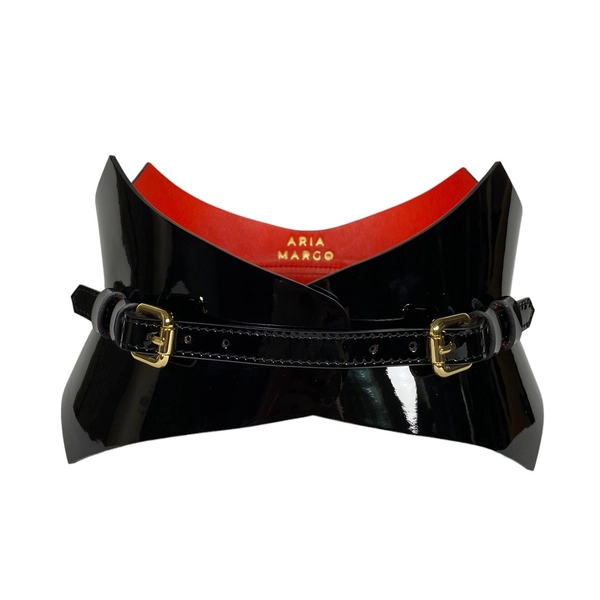 Black Thorns Patent Leather Belt
