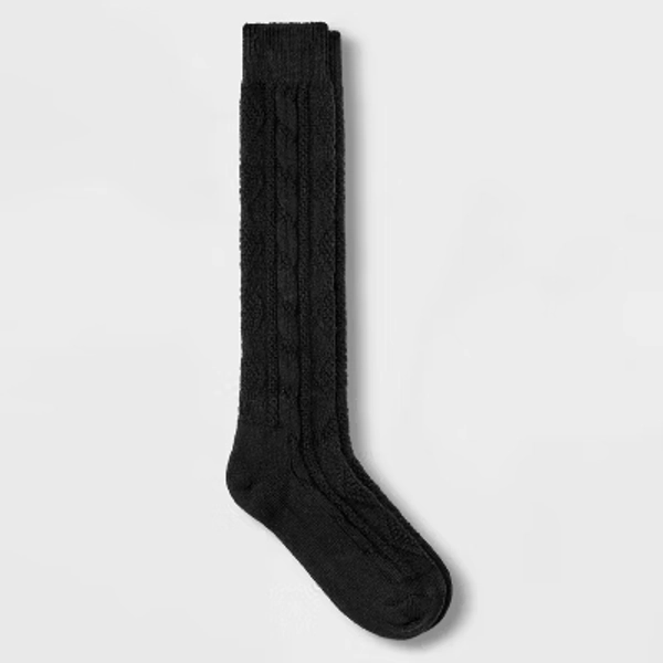 Women's Cotton Blend Cable Knee High Boot Socks - Universal Thread™ Black 4-10