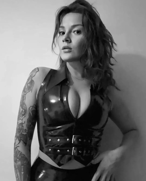 Latex top with collars, black top