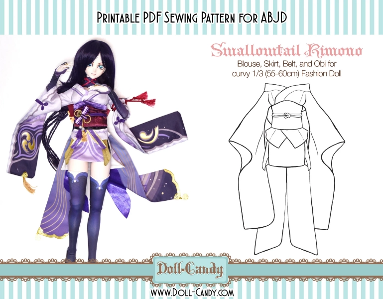 DCP29 - DD size Swallowtail Kimono pattern Digital Download