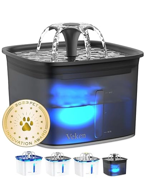 Veken 95oz/2.8L Pet Fountain, Automatic Cat Water Fountain Dog Water Dispenser with Replacement Filters for Cats, Dogs, Multiple Pets (Space Black, Plastic)