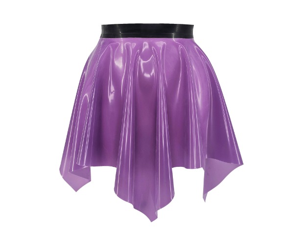 Latex pointed full skater skirt | metallic dark purple