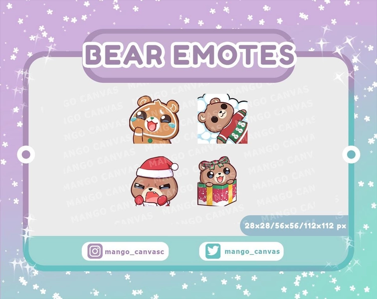 Bear Emotes Christmas set 2